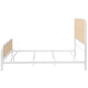 Lanie Queen Bed with Brown Open Cane Webbing Faux Rattan White Metal
