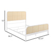 Lanie Queen Bed with Brown Open Cane Webbing Faux Rattan White Metal