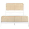 Lanie King Bed with Brown Open Cane Webbing Faux Rattan White Metal