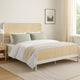 Lanie King Bed with Brown Open Cane Webbing Faux Rattan, White Metal
