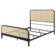 Lanie King Bed with Brown Open Cane Webbing Faux Rattan Black Metal