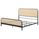 Lanie King Bed with Brown Open Cane Webbing Faux Rattan Black Metal