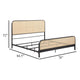 Lanie King Bed with Brown Open Cane Webbing Faux Rattan Black Metal