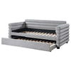 Ricia Twin Daybed with Twin Trundle Layer Bolster Design Gray Boucle