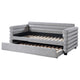 Ricia Twin Daybed with Twin Trundle Layer Bolster Design Gray Boucle