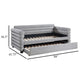 Ricia Twin Daybed with Twin Trundle Layer Bolster Design Gray Boucle