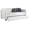 Ricia Twin Daybed with Trundle Layered Bolster Design White Boucle