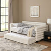 Ricia Twin Daybed with Trundle, Layered Bolster Design, White Boucle
