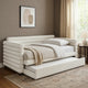 Ricia Twin Daybed with Trundle, Layered Bolster Design, White Boucle