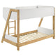 Wren Low-Profile Twin Bunk Bed with Guardrails White-Natural Wood BM329269