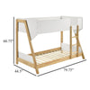 Wren Low-Profile Twin Bunk Bed with Guardrails White-Natural Wood BM329269
