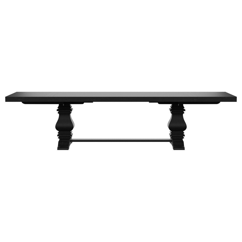Som Dining Table with Plank-Style Extendable 94-126 Inch Top Black BM329270