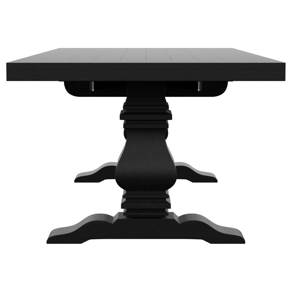 Som Dining Table with Plank-Style Extendable 94-126 Inch Top Black BM329270