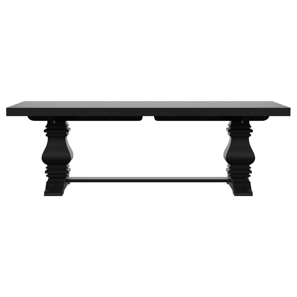 Som Dining Table with Plank-Style Extendable 94-126 Inch Top Black BM329270