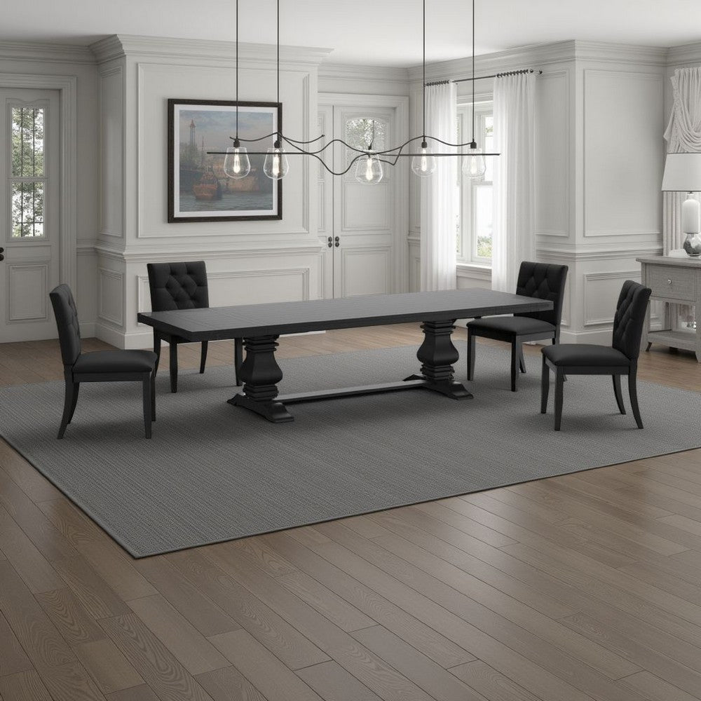 Som Dining Table with Plank-Style Extendable 94-126 Inch Top, Black