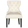 Aney Dining Side Chair Curved Barrel Design Beige Fabric Black Wood
