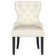 Aney Dining Side Chair Curved Barrel Design Beige Fabric Black Wood