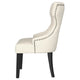Aney Dining Side Chair Curved Barrel Design Beige Fabric Black Wood