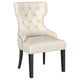 Aney Dining Side Chair Curved Barrel Design Beige Fabric Black Wood