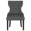 Aney Dining Side Chair Curved Barrel Design Gray Fabric Black Wood