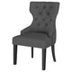Aney Dining Side Chair Curved Barrel Design Gray Fabric Black Wood