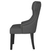 Aney Dining Side Chair Curved Barrel Design Gray Fabric Black Wood