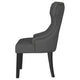 Aney Dining Side Chair Curved Barrel Design Gray Fabric Black Wood