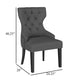 Aney Dining Side Chair Curved Barrel Design Gray Fabric Black Wood