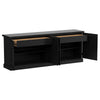 Som Dining Sideboard Buffet 4 Carved Doors Classic Black Pine Wood BM329273