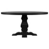Som Dining Table with Pedestal Base Antique Style Black 60 Inch Round BM329274