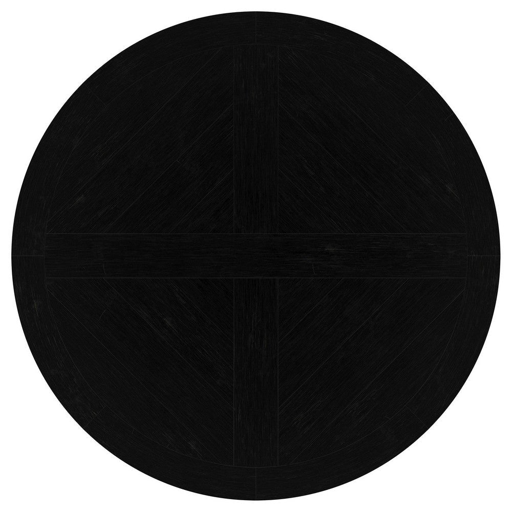 Som Dining Table with Pedestal Base Antique Style Black 60 Inch Round BM329274