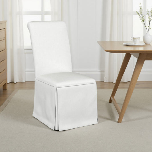 Shaw Dining Chair Set of 2, Tall Rolled Back and Skirted Base, White