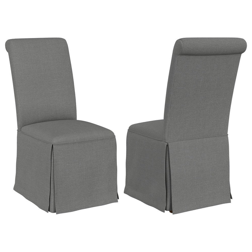 Shaw Dining Chair Set of 2, Tall Rolled Back and Skirted Base, Gray