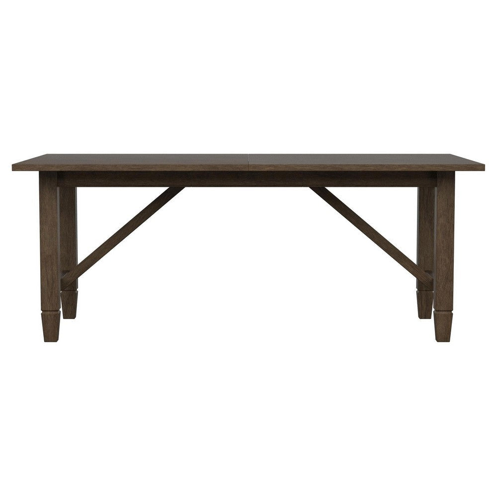 Andy Dining Table Removable Leaf Rectangular Brown Wood 76-94 Inch BM329281