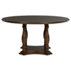Monta Round Dining Table Turned Legs and Shelf Brown Wood 60 Inch BM329284