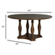 Monta Round Dining Table Turned Legs and Shelf Brown Wood 60 Inch BM329284