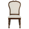 Monta Dining Side Chair Set of 2 Classic Brown Wood Ivory Fabric BM329285