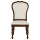 Monta Dining Side Chair Set of 2 Classic Brown Wood Ivory Fabric BM329285