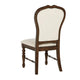 Monta Dining Side Chair Set of 2 Classic Brown Wood Ivory Fabric BM329285