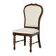 Monta Dining Side Chair Set of 2 Classic Brown Wood Ivory Fabric BM329285