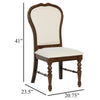 Monta Dining Side Chair Set of 2 Classic Brown Wood Ivory Fabric BM329285