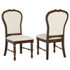 Monta Dining Side Chair Set of 2 Classic Brown Wood Ivory Fabric BM329285