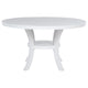 Judy Round Dining Table with Shelf and Flared Legs, White Wood 54 Inch