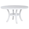Judy Round Dining Table with Shelf and Flared Legs, White Wood 54 Inch