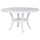 Judy Round Dining Table with Shelf and Flared Legs, White Wood 54 Inch