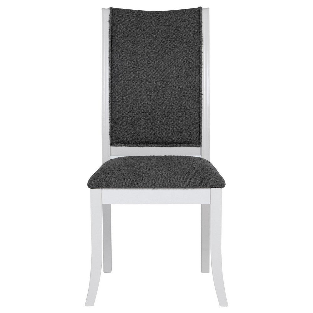 Judy Dining Side Chair Set of 2 Flared Legs White Wood Gray Fabric BM329287