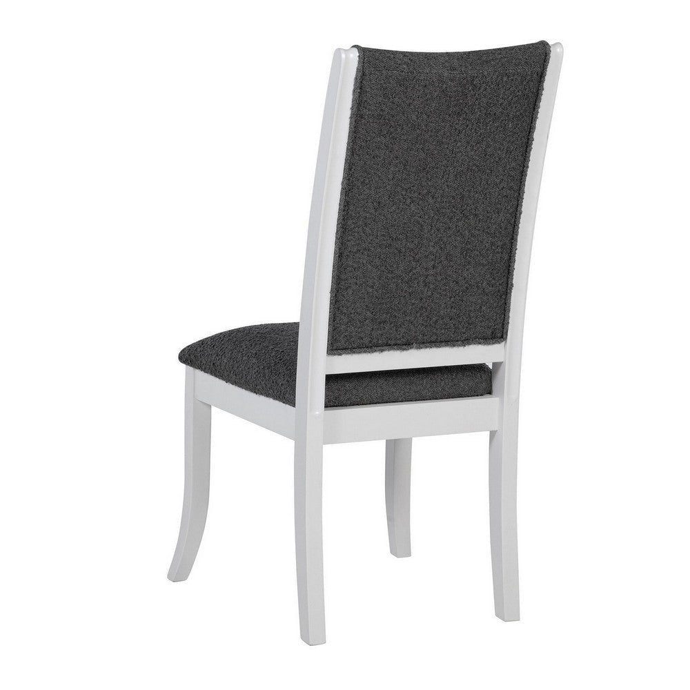 Judy Dining Side Chair Set of 2 Flared Legs White Wood Gray Fabric BM329287