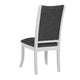 Judy Dining Side Chair Set of 2 Flared Legs White Wood Gray Fabric BM329287