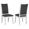 Judy Dining Side Chair Set of 2 Flared Legs White Wood Gray Fabric BM329287