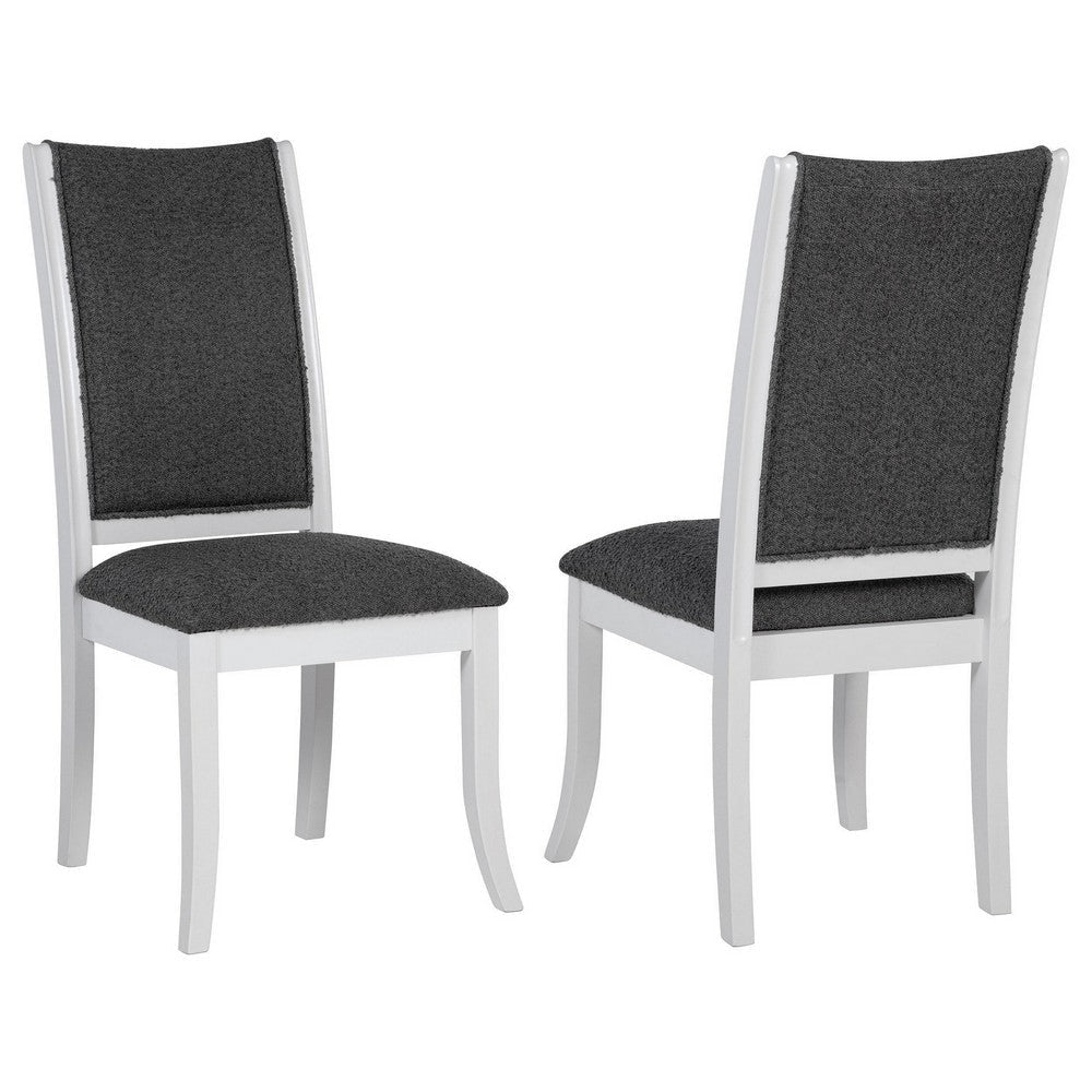 Judy Dining Side Chair Set of 2 Flared Legs White Wood Gray Fabric BM329287